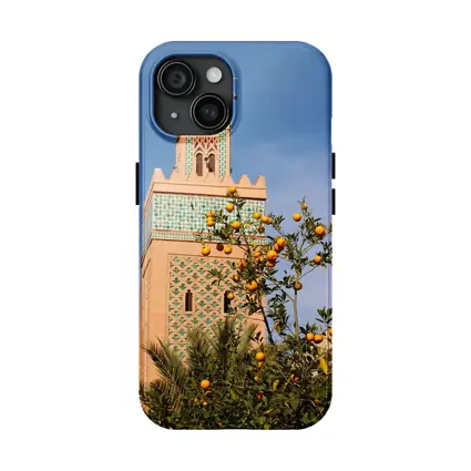 Marrakech Minaret Orange Tree Blue Sky