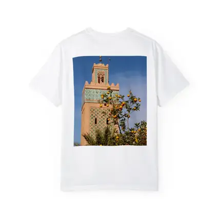 Marrakech Minaret Orange Tree Blue Sky