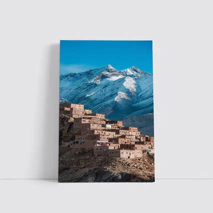 Moroccan Village Atlas Mountains Snow Peaks
