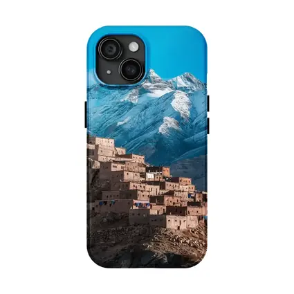 Moroccan Village Atlas Mountains Snow Peaks