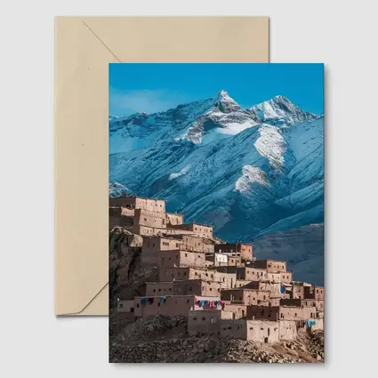 Moroccan Village Atlas Mountains Snow Peaks