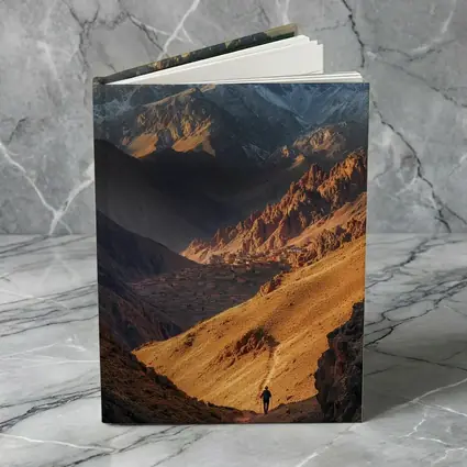 Lone Hiker Mountain Valley Golden Landscape