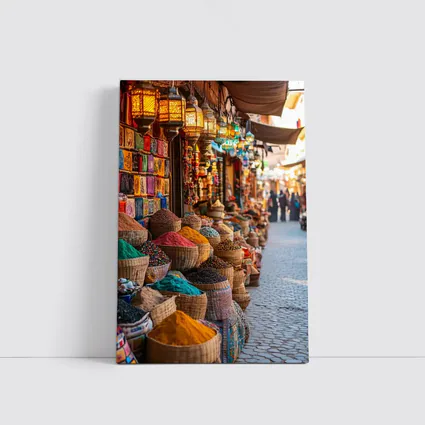 Marrakech Spice Market Colorful Bazaar Street