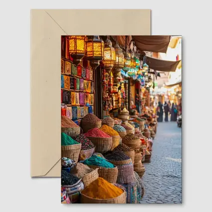 Marrakech Spice Market Colorful Bazaar Street