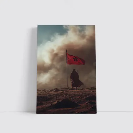 Morocco Flag Man Desert Dust Storm