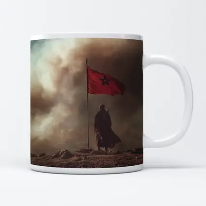 Morocco Flag Man Desert Dust Storm