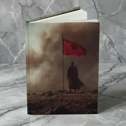 Morocco Flag Man Desert Dust Storm