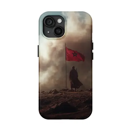 Morocco Flag Man Desert Dust Storm