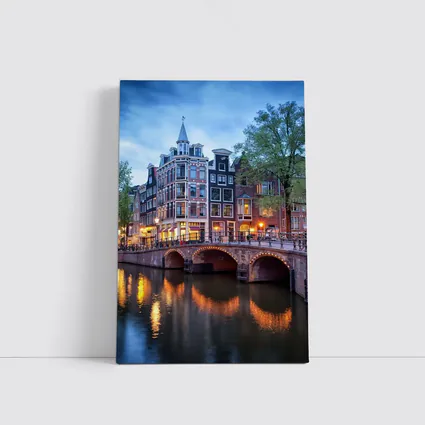 Amsterdam Canal Bridge Evening Blue Sky