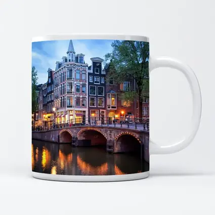 Amsterdam Canal Bridge Evening Blue Sky