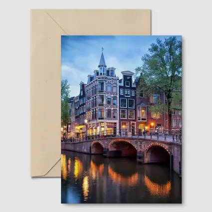 Amsterdam Canal Bridge Evening Blue Sky