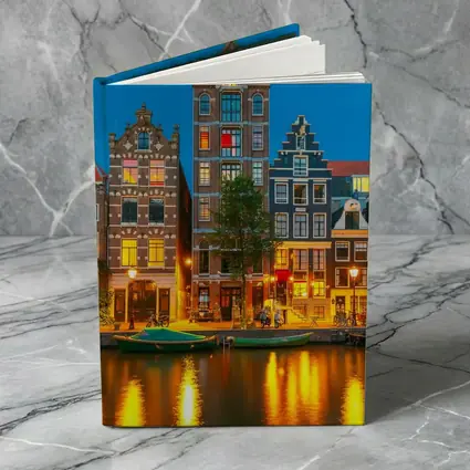 Amsterdam Canal Houses Blue Hour Night