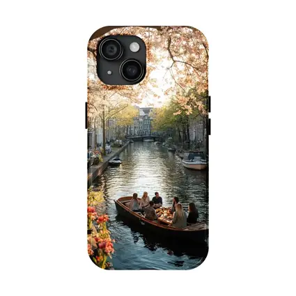 Amsterdam Canal Boat Cherry Blossom Spring
