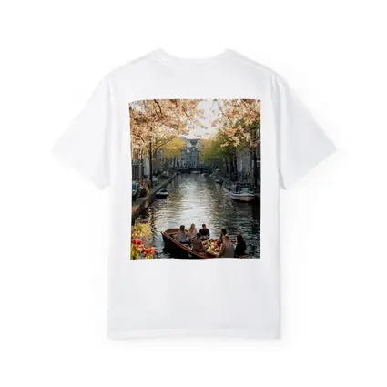 Amsterdam Canal Boat Cherry Blossom Spring