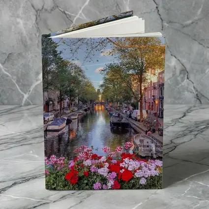 Amsterdam Canal Flowers Trees Sunset View