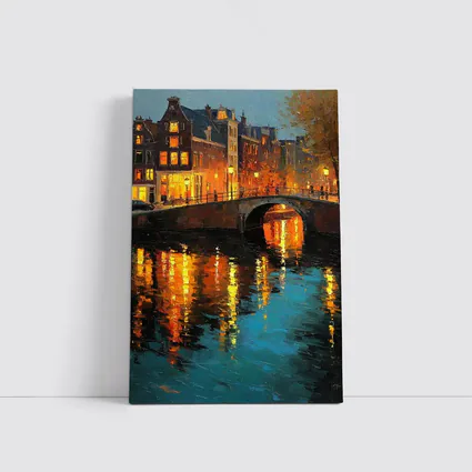 Amsterdam Canal Night Oil Painting Art