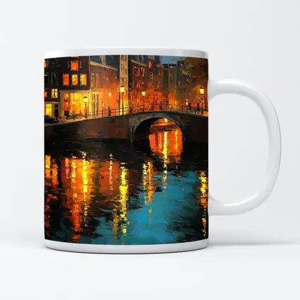 Amsterdam Canal Night Oil Painting Art