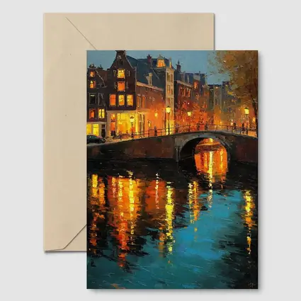 Amsterdam Canal Night Oil Painting Art