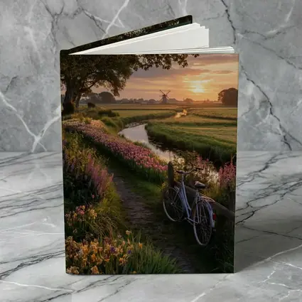 Dutch Windmill Sunset Bicycle Flower Fields