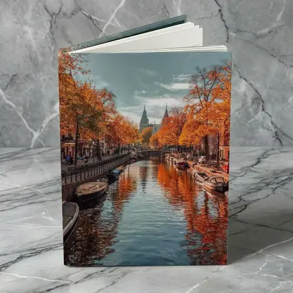 Amsterdam Canal Autumn Orange Trees Reflection