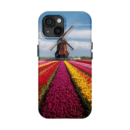 Dutch Windmill Tulip Fields Netherlands Landscape