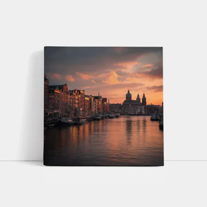 Amsterdam Canal Sunset Dutch Architecture Sky