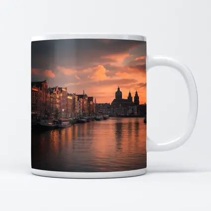 Amsterdam Canal Sunset Dutch Architecture Sky