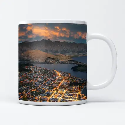 Queenstown New Zealand City Lights Sunset