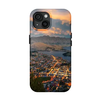 Queenstown New Zealand City Lights Sunset