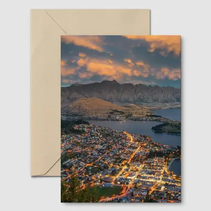 Queenstown New Zealand City Lights Sunset