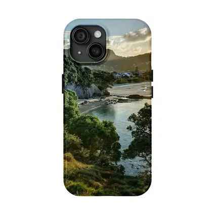 New Zealand Coastal Bay Forest Landscape