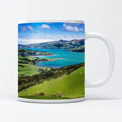New Zealand Green Hills Turquoise Bay Landscape