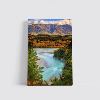 Turquoise River Valley Autumn Mountain Landscape