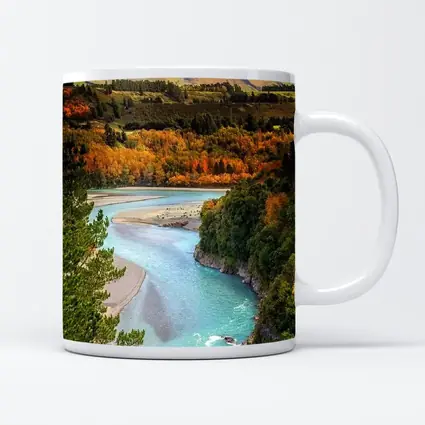 Turquoise River Valley Autumn Mountain Landscape