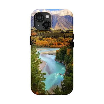 Turquoise River Valley Autumn Mountain Landscape