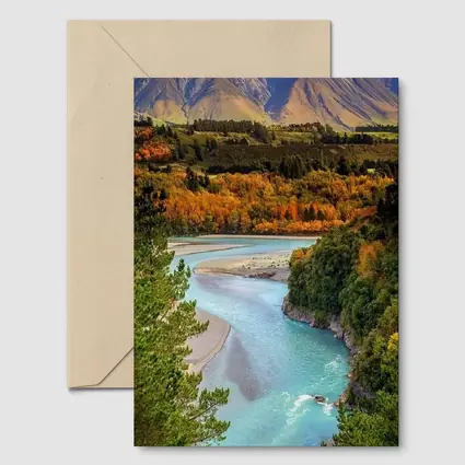 Turquoise River Valley Autumn Mountain Landscape