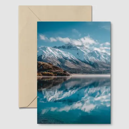 Snow Capped Mountains Reflected In Blue Lake