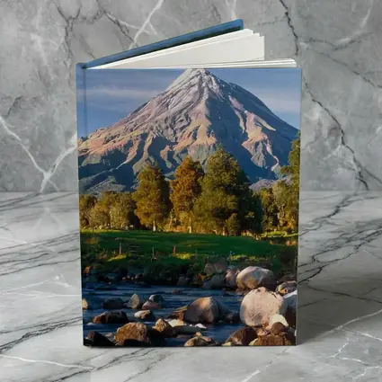 Snow Capped Volcano Rocky River Landscape