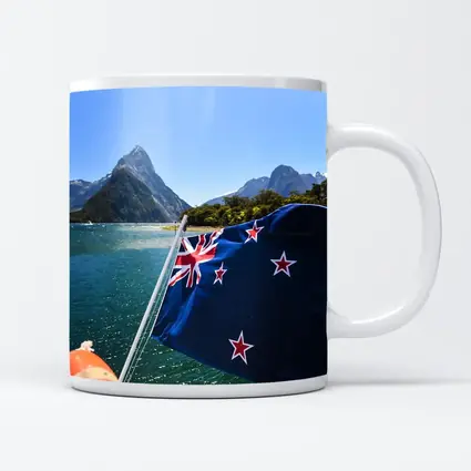 New Zealand Flag Milford Sound Mountains