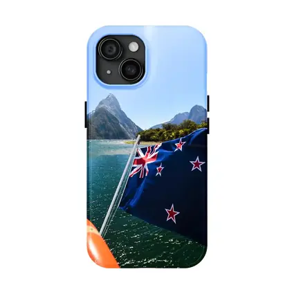 New Zealand Flag Milford Sound Mountains