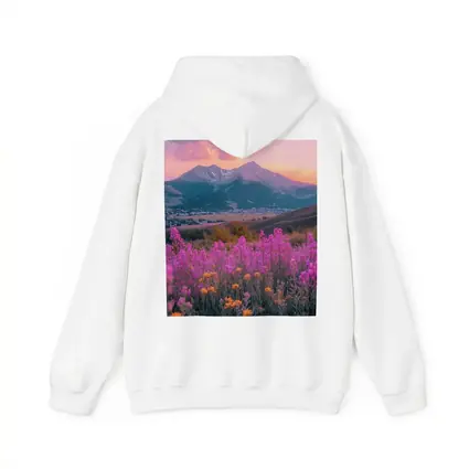 Pink Wildflowers Mountain Sunset Landscape
