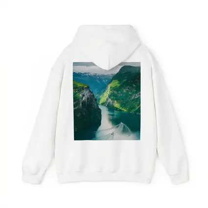 Norwegian Fjord Waterfall Boat Green Mountains