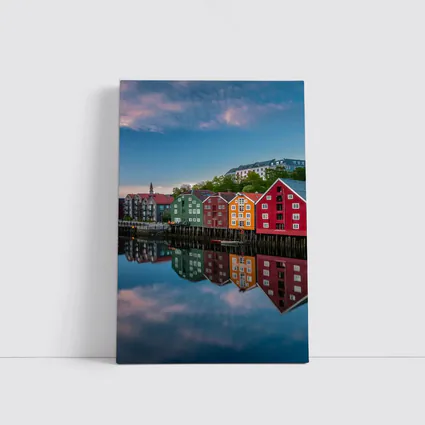 Trondheim Colorful Waterfront Buildings Norway Reflection
