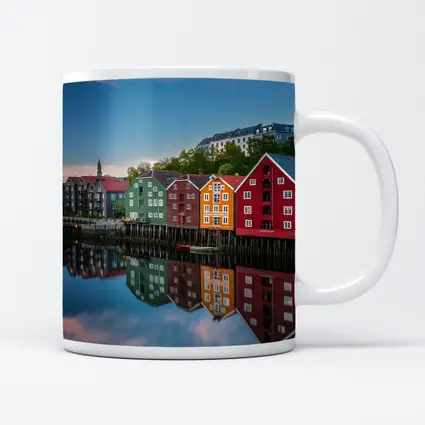 Trondheim Colorful Waterfront Buildings Norway Reflection