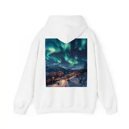Aurora Borealis Over Snowy Nordic Village