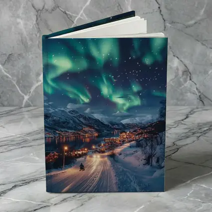 Aurora Borealis Over Snowy Nordic Village