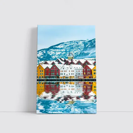 Bergen Bryggen Waterfront Snow Winter Norway