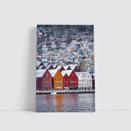 Bergen Bryggen Wharf Snow Winter Norway