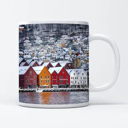 Bergen Bryggen Wharf Snow Winter Norway