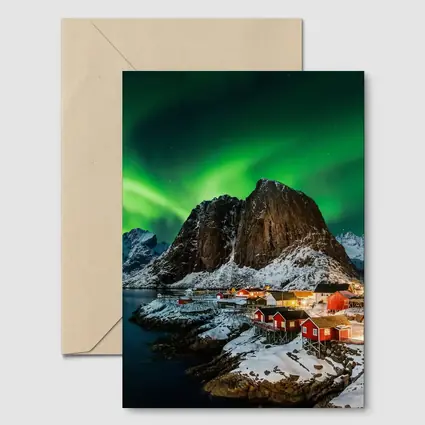Northern Lights Over Lofoten Village Norway